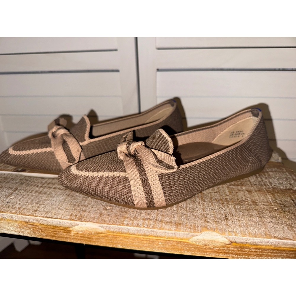 Womens Loafers Pointed Toe Knit Slip On Shoes Bow Accent Casual Comfort Size 7.5 - Picture 4 of 13